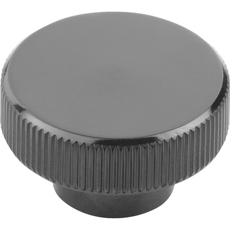 Kipp Knurled Knob D=M05 D1=22, Form:E Thermoset, Black, Comp:Brass, Comp:Glossy K1223.212205